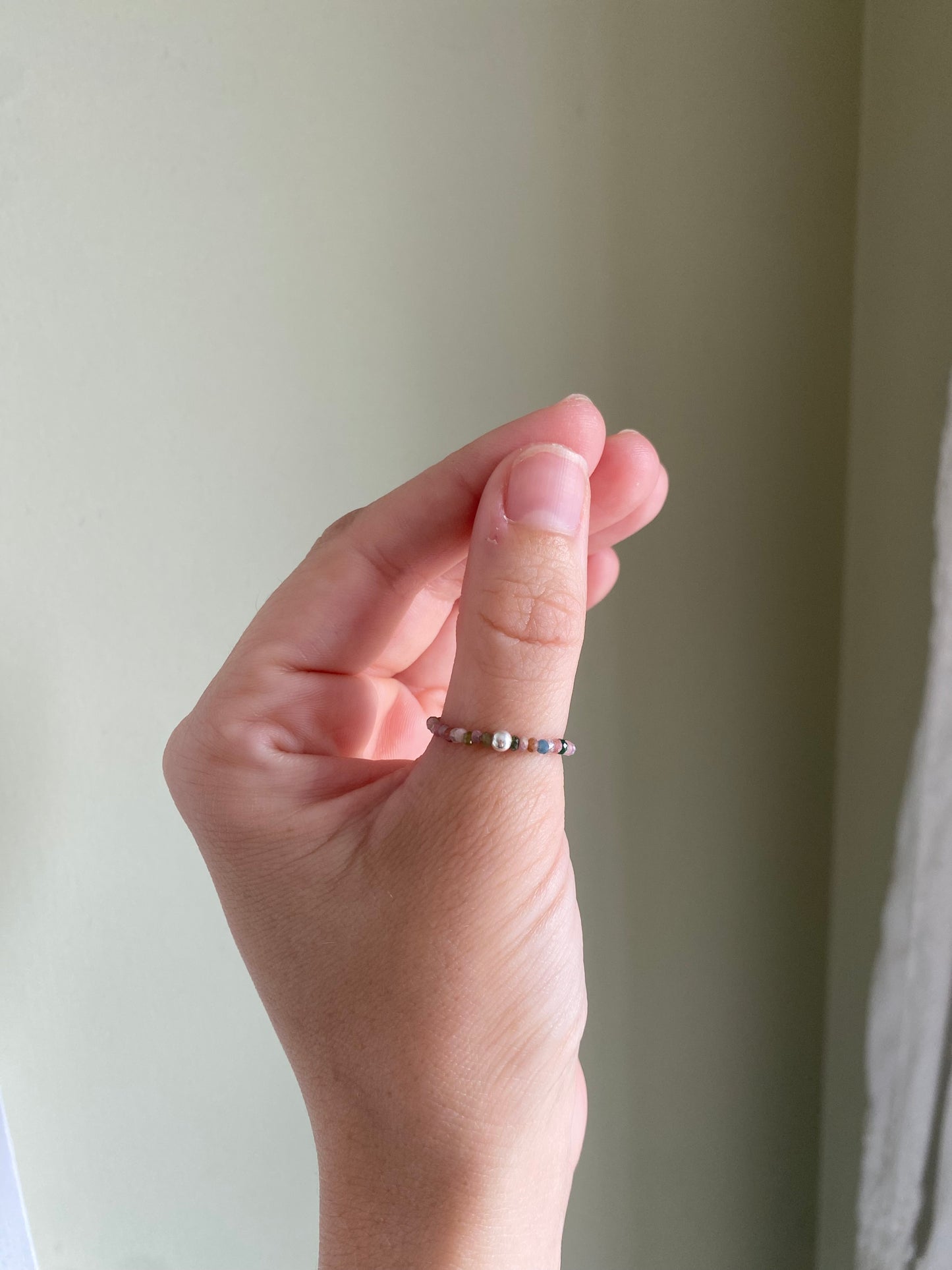 Hand Made Faceted Tourmaline w/ Silver Stackable Stretch Ring