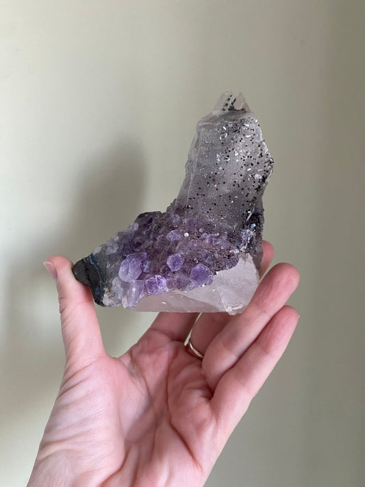 Uruguayan Amethyst on Calcite w/ Goethite