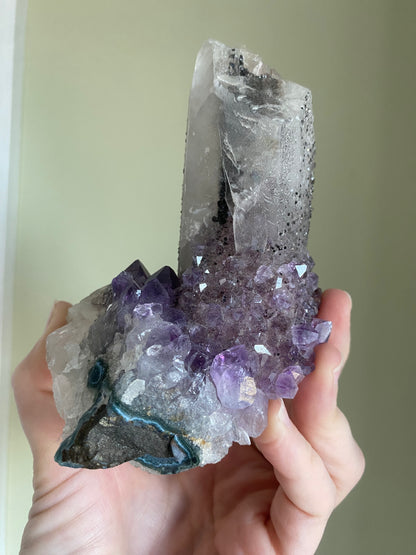 Uruguayan Amethyst on Calcite w/ Goethite