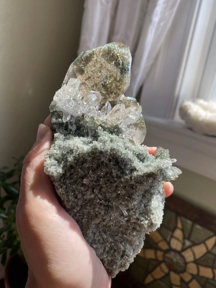 High Quality Himalayan Quartz w/ Anatase, Chlorite, and Gold Rutile