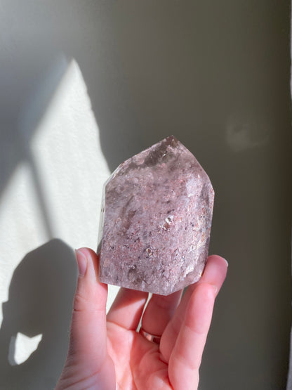 Rare Pink Lithium/Amphibole Quartz Tower