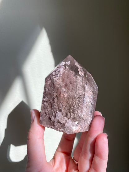 Rare Pink Lithium/Amphibole Quartz Tower