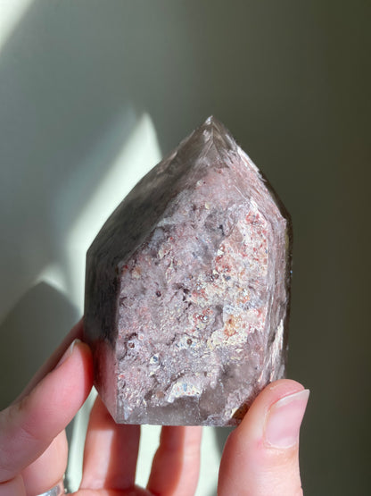 Rare Pink Lithium/Amphibole Quartz Tower