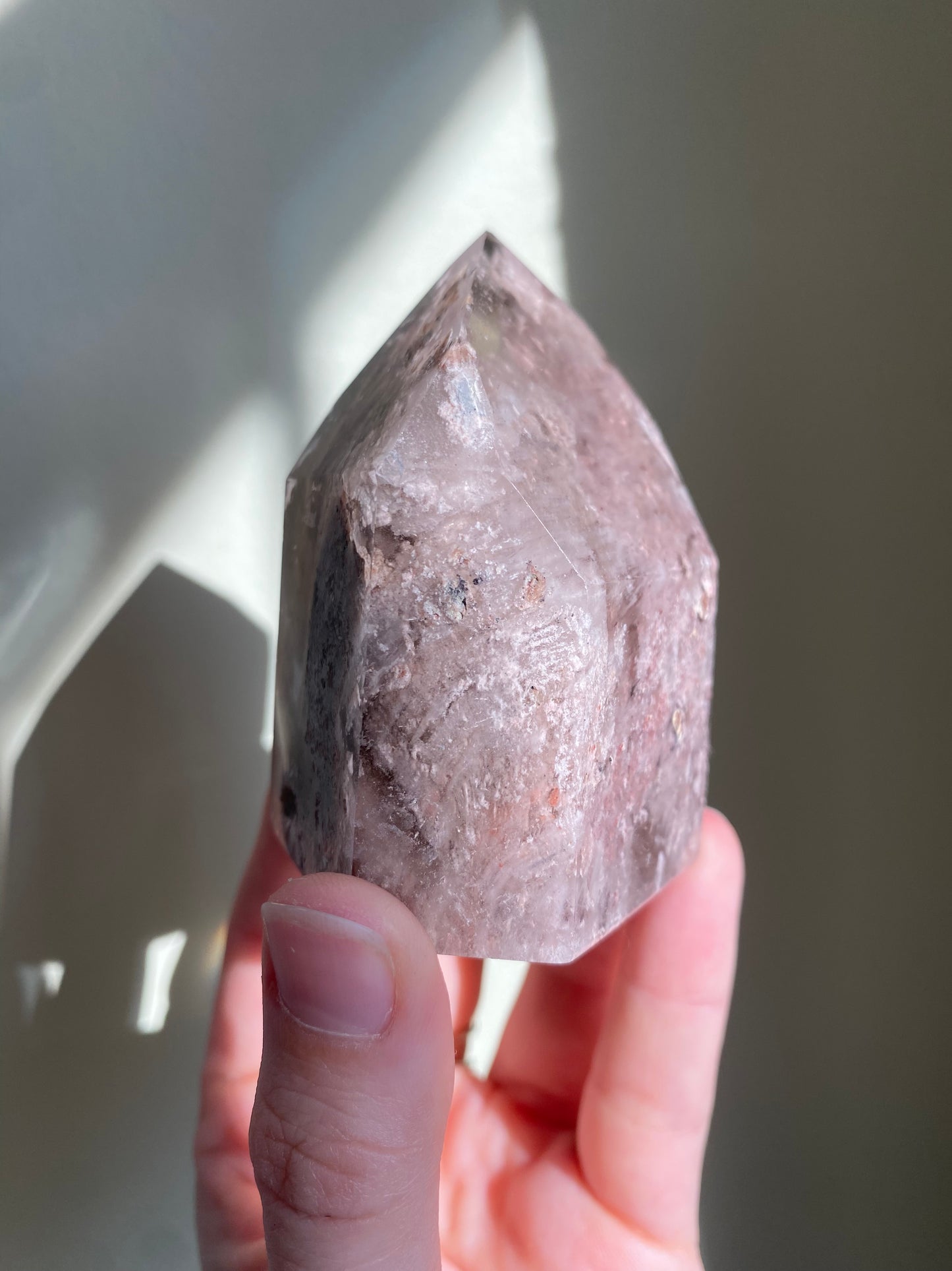 Rare Pink Lithium/Amphibole Quartz Tower