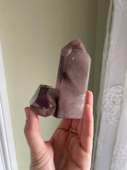 Double Terminated Pink Lithium Quartz Tower