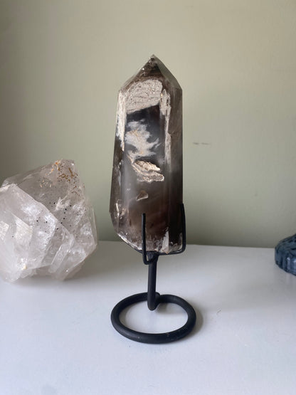 Smoky Quartz w/ Phantoms on Stand - A