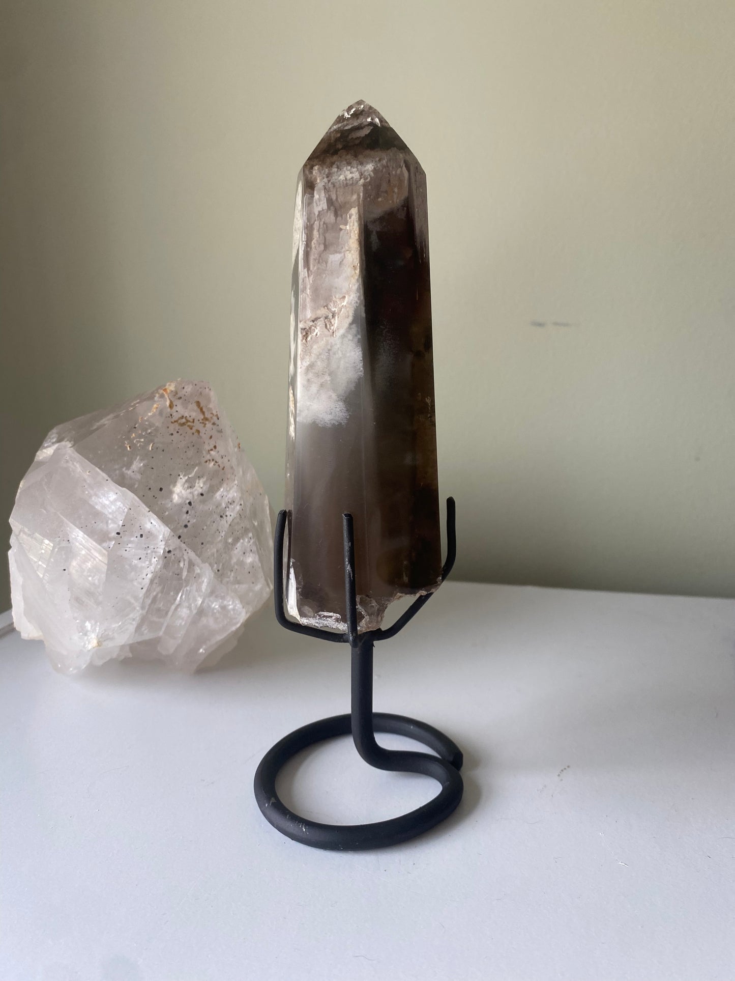 Smoky Quartz w/ Phantoms on Stand - A