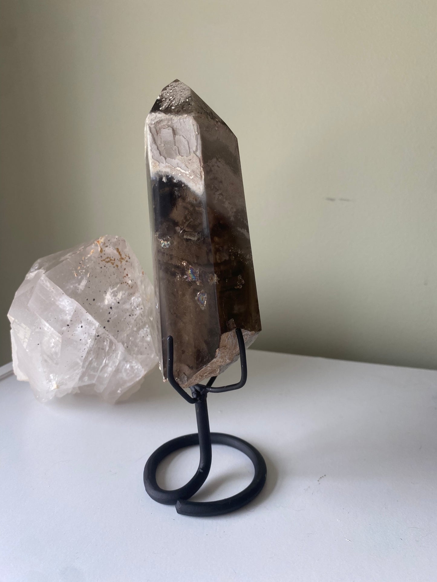 Smoky Quartz w/ Phantoms on Stand - A