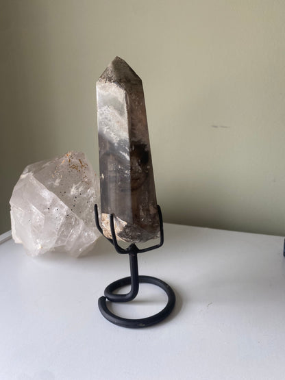 Smoky Quartz w/ Phantoms on Stand - A