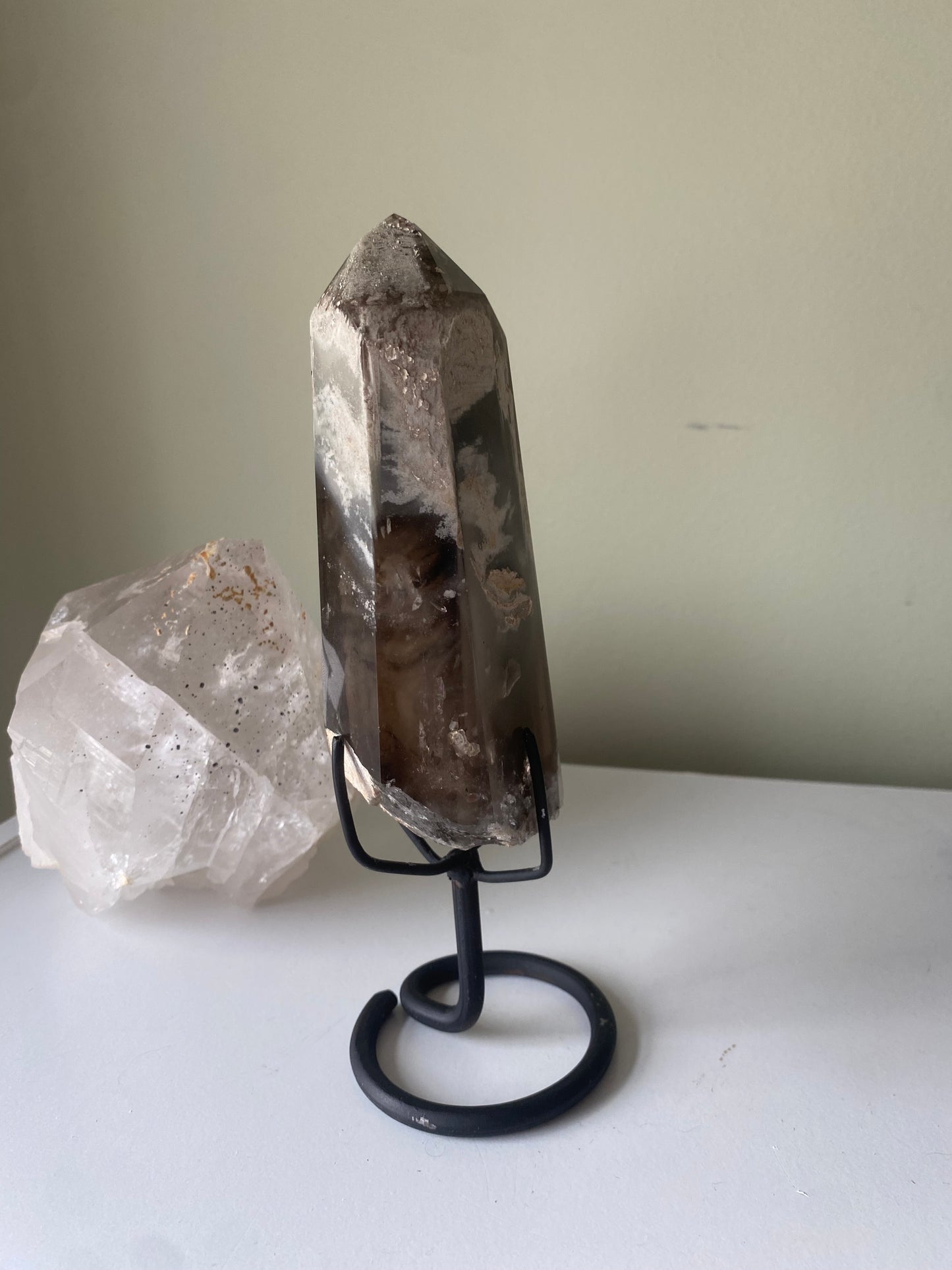 Smoky Quartz w/ Phantoms on Stand - A