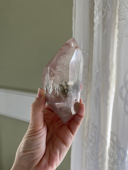 Double Terminated Pink Lithium and Chlorite Quartz