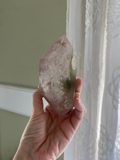 Double Terminated Pink Lithium and Chlorite Quartz