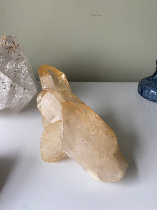 Rare Tangerine Lemurian Quartz Cluster