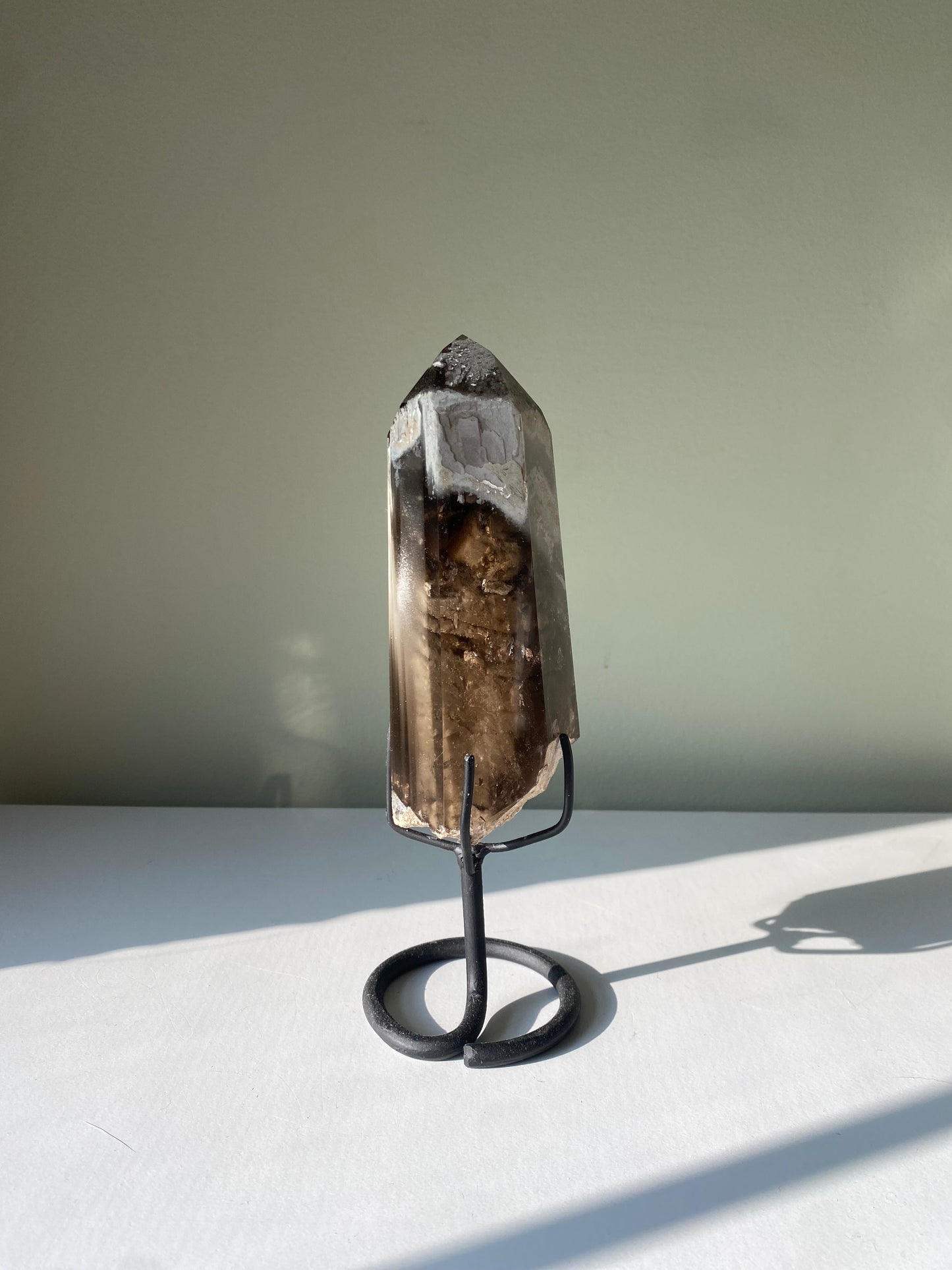 Smoky Quartz w/ Phantoms on Stand - A