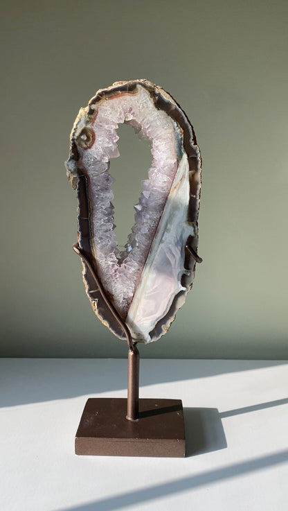 Uruguayan Amethyst Portal w/ Agate on Stand