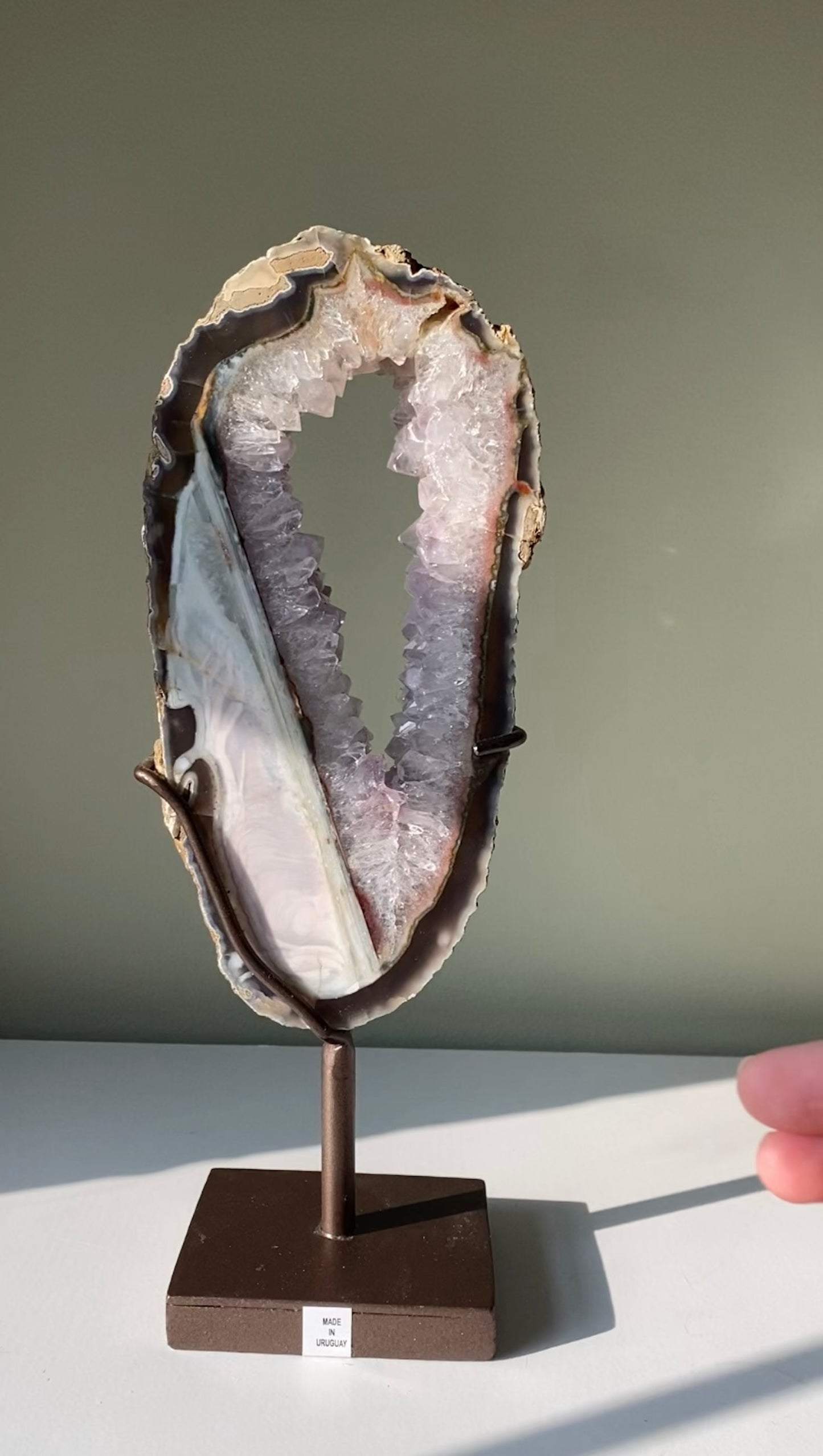Uruguayan Amethyst Portal w/ Agate on Stand