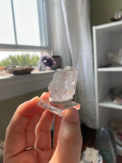 Pink Optical Calcite w/ Dogtooth Calcite Specimen (Hubei, China)