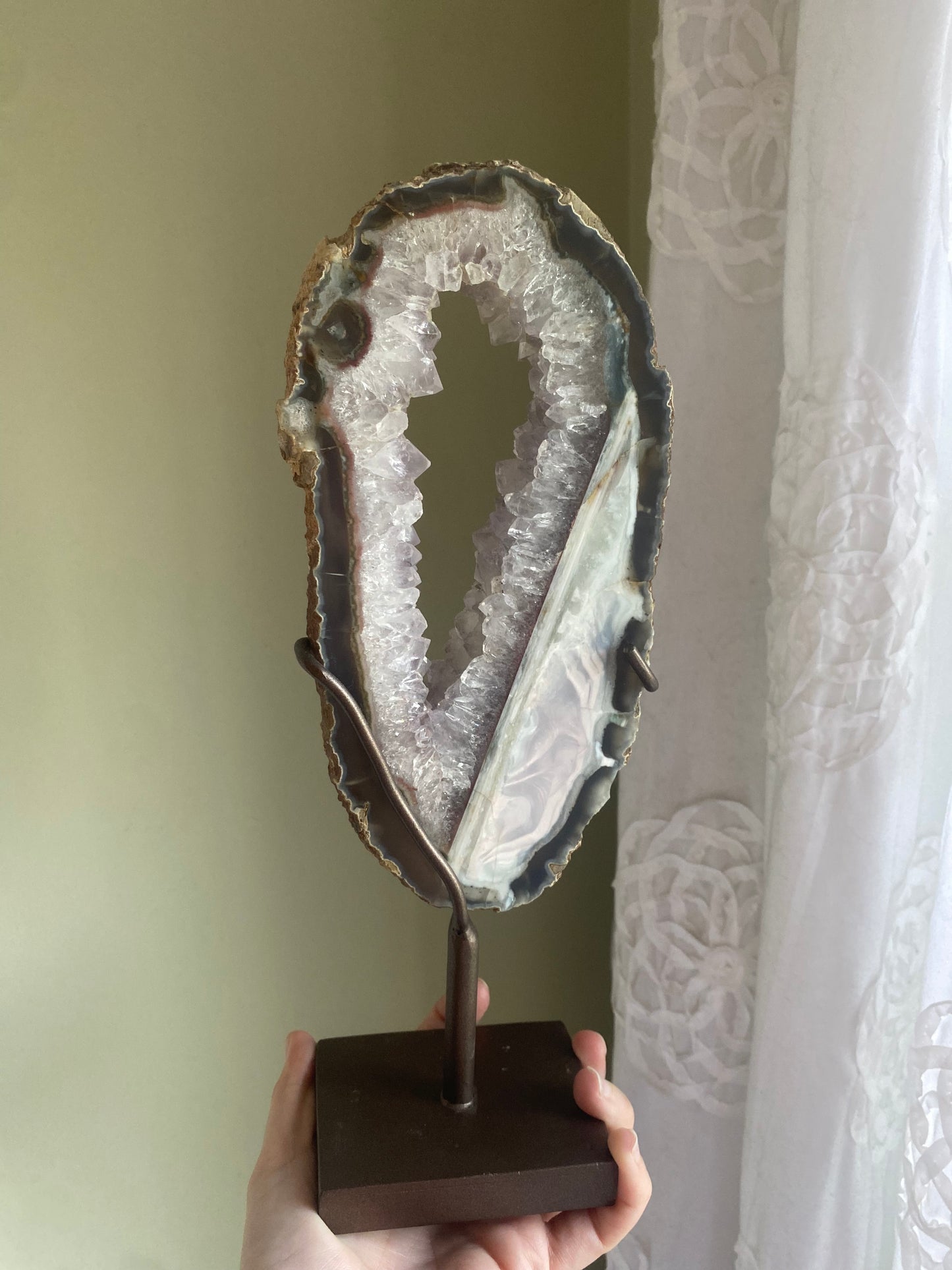 Uruguayan Amethyst Portal w/ Agate on Stand