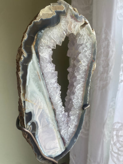 Uruguayan Amethyst Portal w/ Agate on Stand