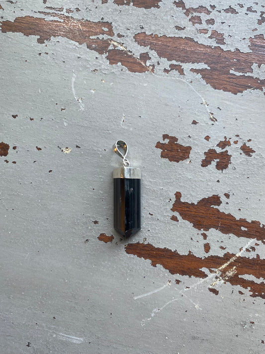 Sterling Silver Terminated Black Tourmaline Pendant