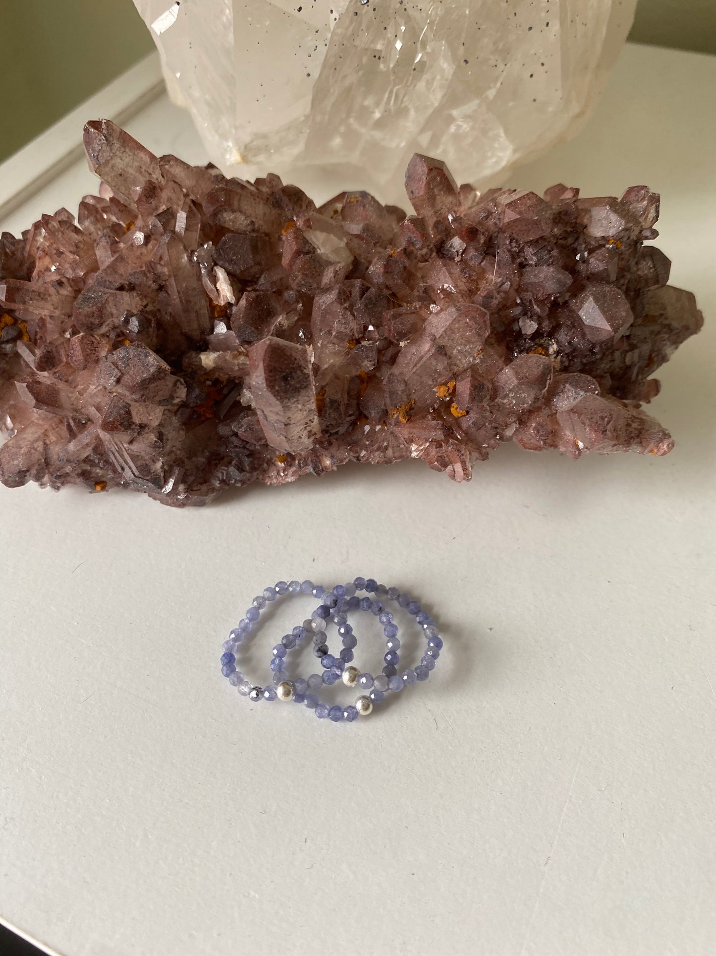 Hand Made Faceted Tanzanite w/ Silver Stackable Stretch Ring