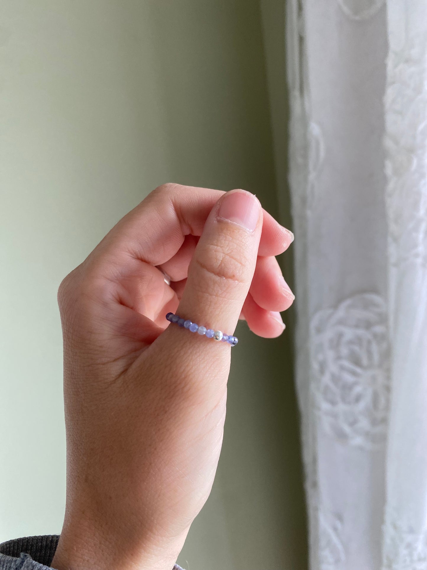 Hand Made Faceted Tanzanite w/ Silver Stackable Stretch Ring