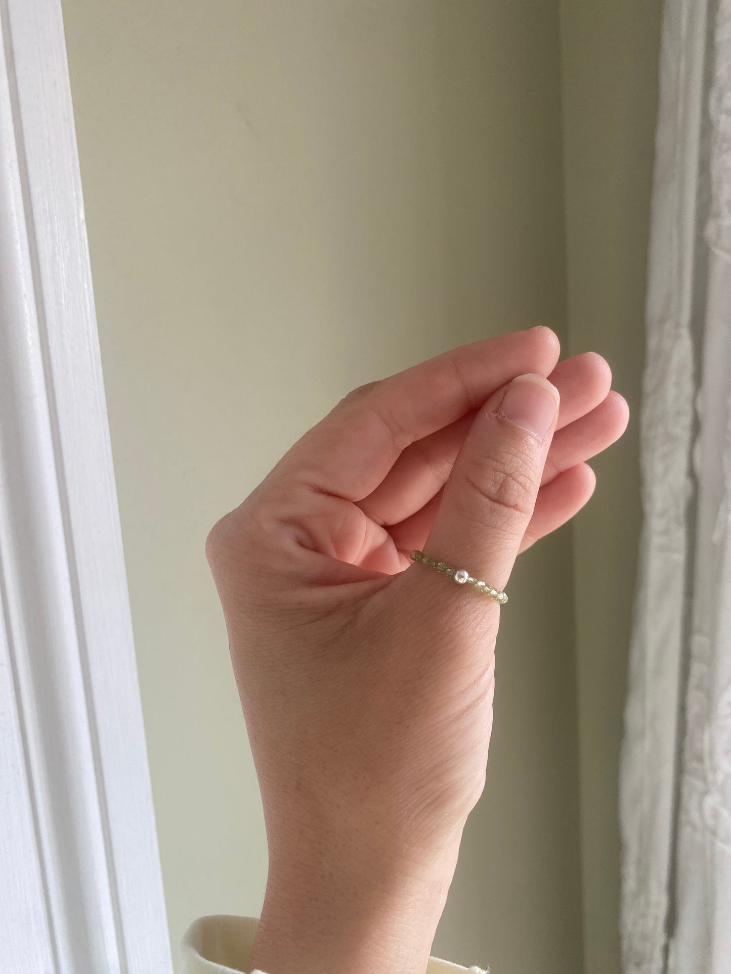 Hand Made Faceted Peridot w/ Silver Stackable Stretch Ring