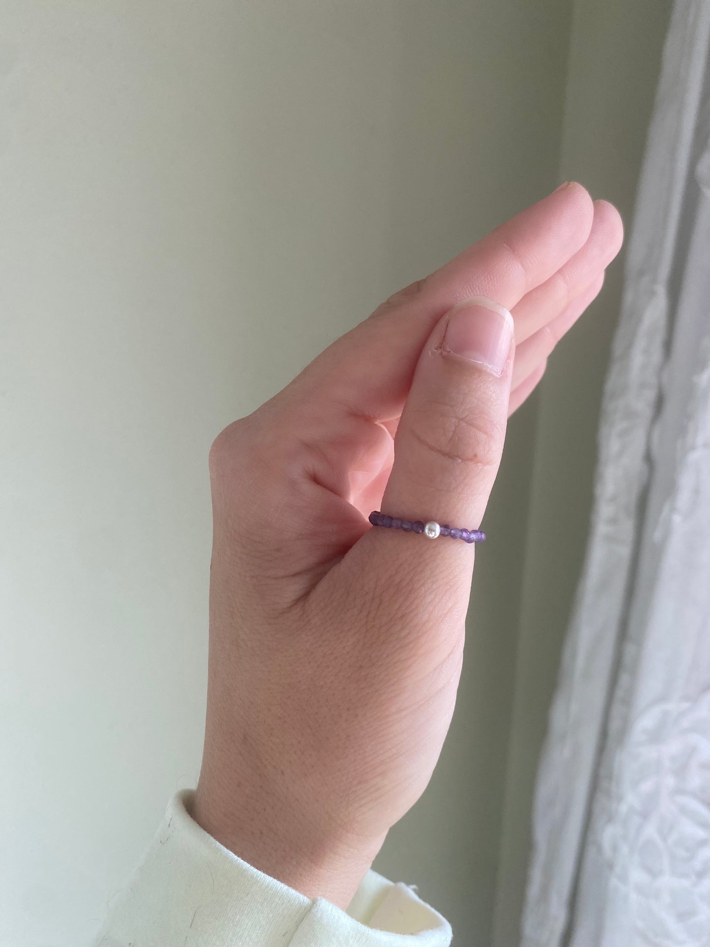 Hand Made Faceted Amethyst w/ Silver Stackable Stretch Ring