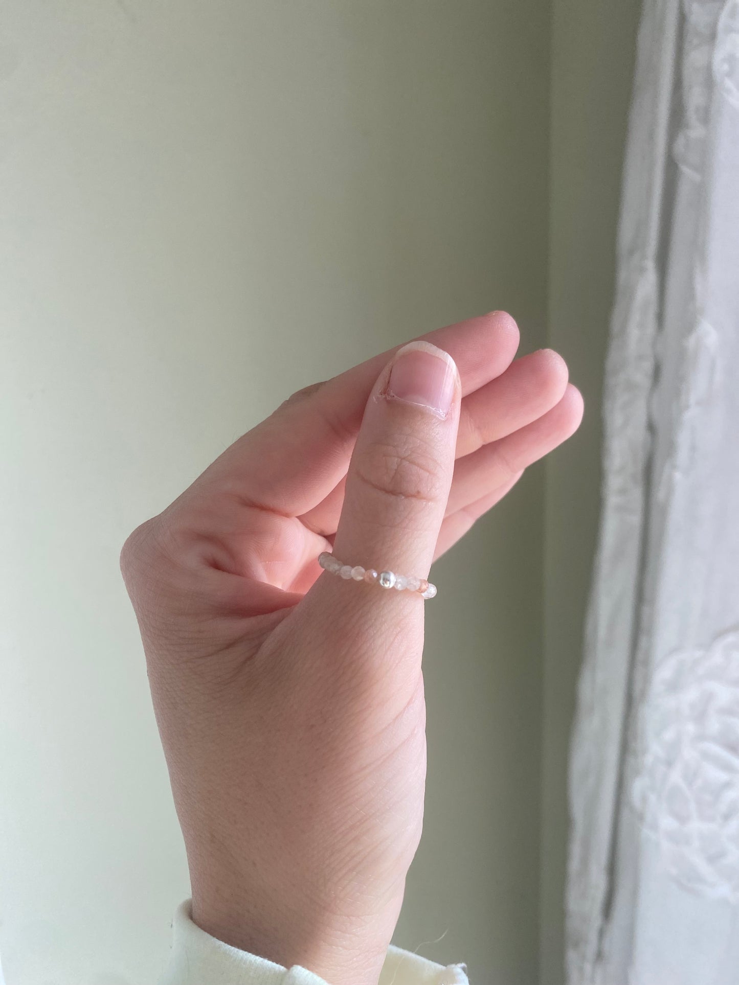 Hand Made Faceted Sunstone w/ Silver Stackable Stretch Ring