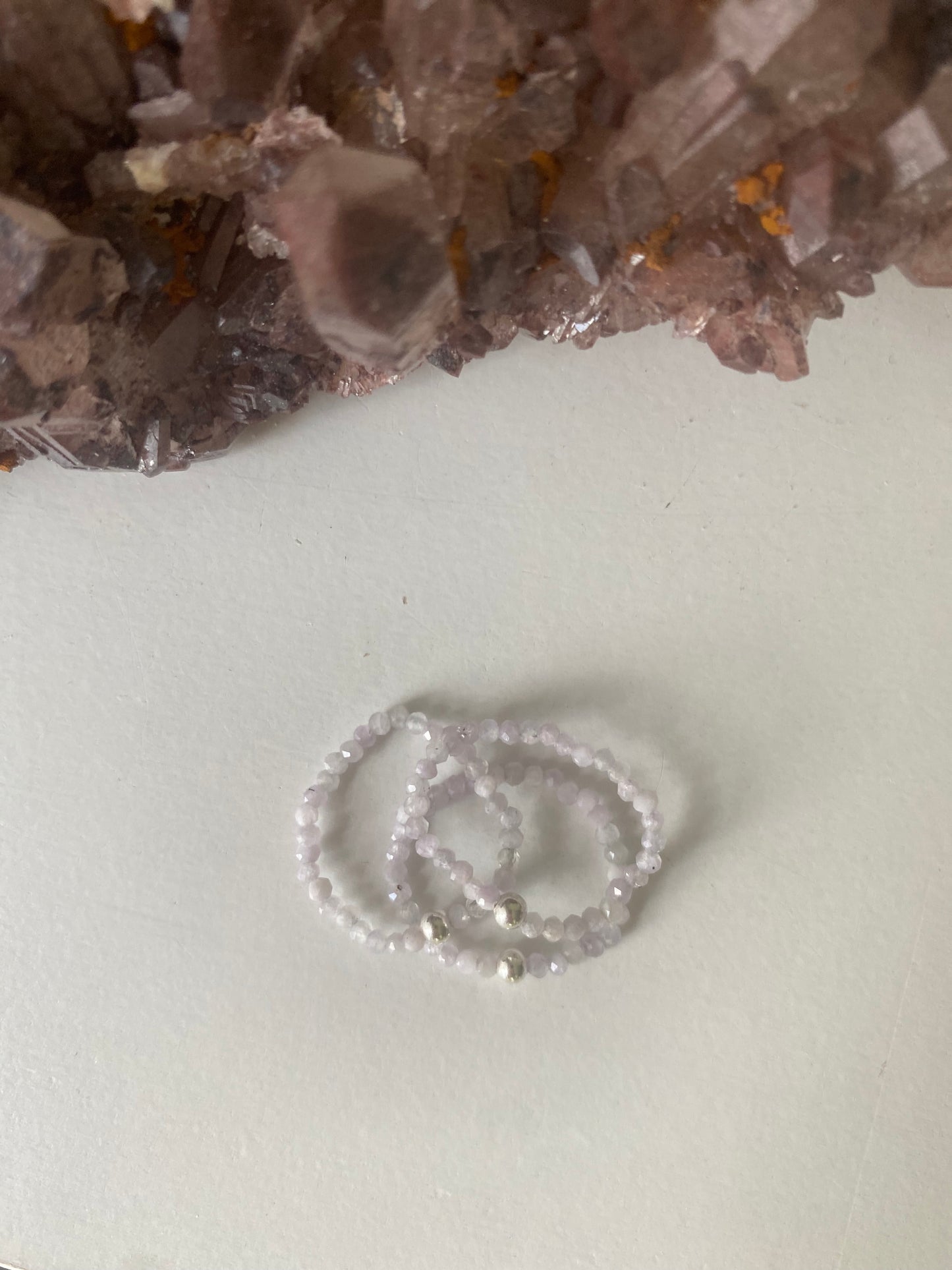 Hand Made Faceted Kunzite w/ Silver Stackable Stretch Ring
