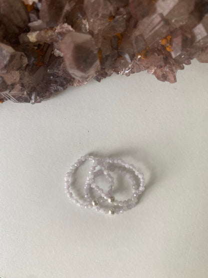 Hand Made Faceted Kunzite w/ Silver Stackable Stretch Ring