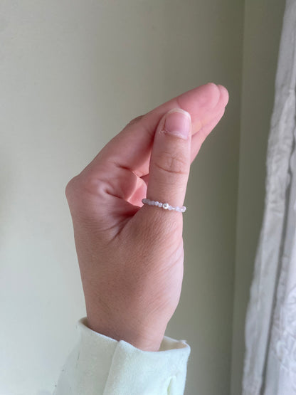 Hand Made Faceted Kunzite w/ Silver Stackable Stretch Ring