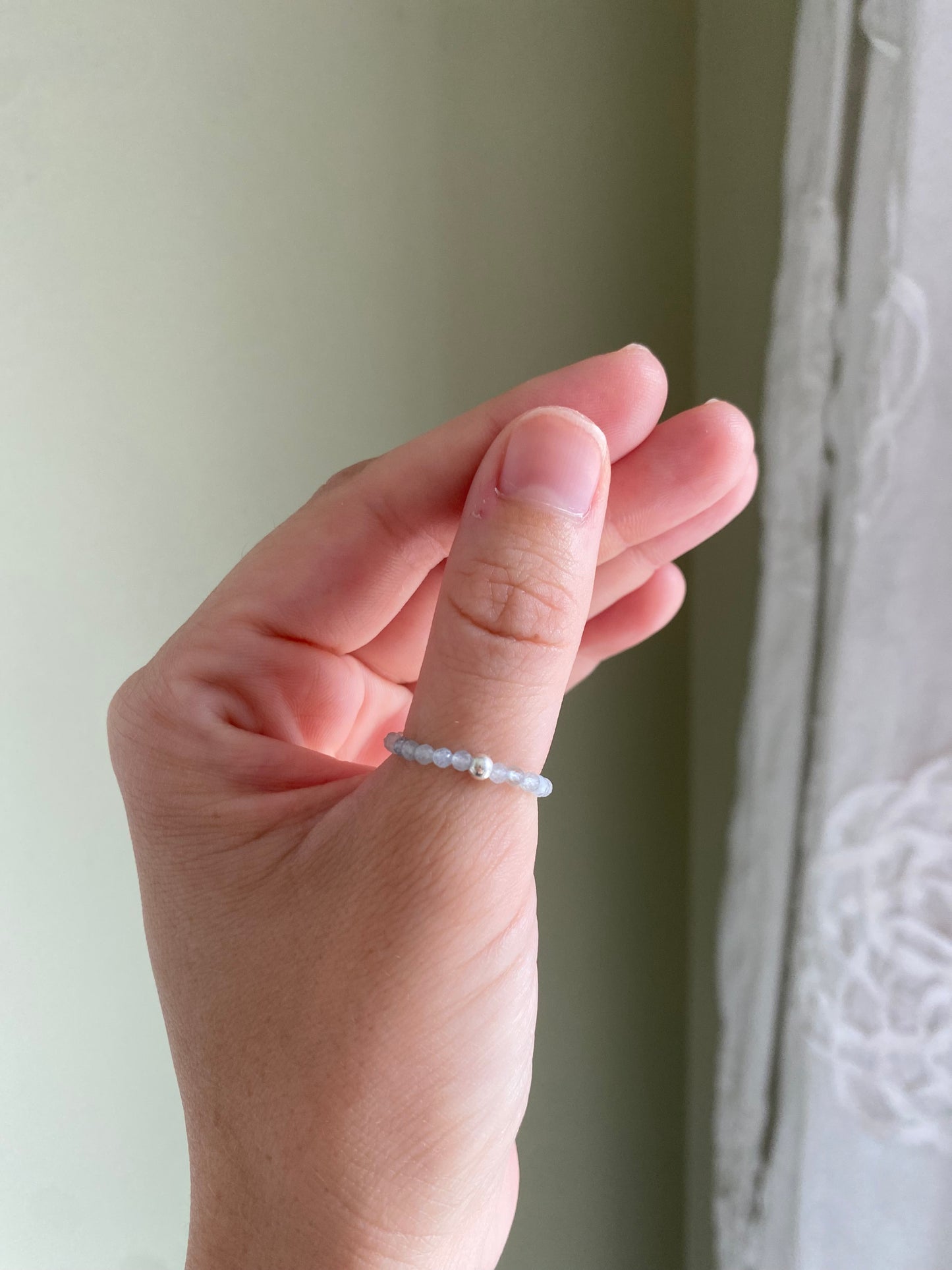Hand Made Faceted Aquamarine w/ Silver Stackable Stretch Ring