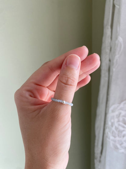 Hand Made Faceted Aquamarine w/ Silver Stackable Stretch Ring
