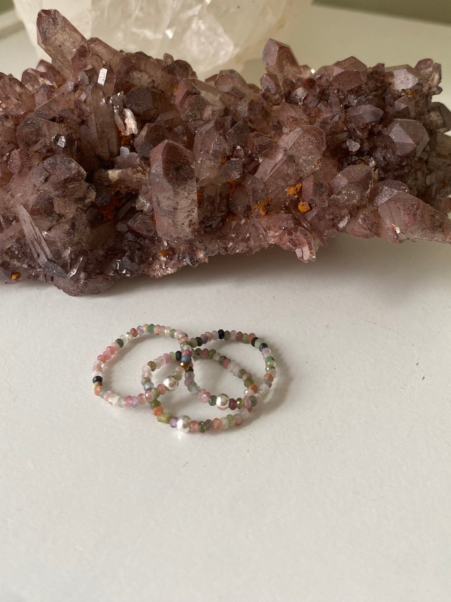 Hand Made Faceted Tourmaline w/ Silver Stackable Stretch Ring
