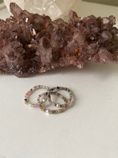 Hand Made Faceted Tourmaline w/ Silver Stackable Stretch Ring