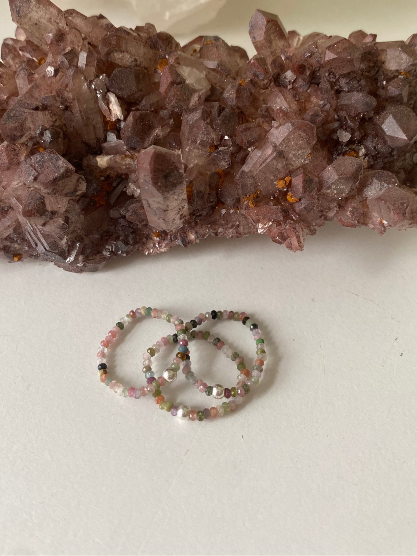 Hand Made Faceted Tourmaline w/ Silver Stackable Stretch Ring