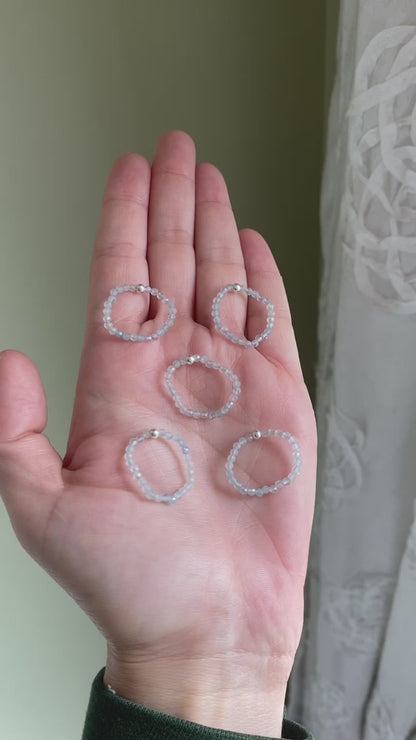 Hand Made Faceted Aquamarine w/ Silver Stackable Stretch Ring