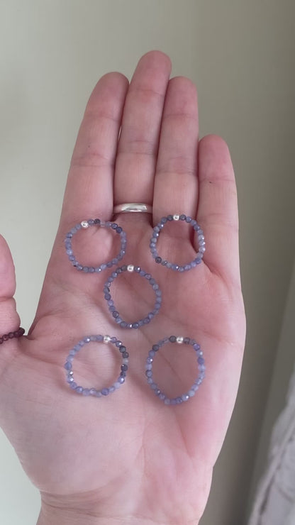 Hand Made Faceted Tanzanite w/ Silver Stackable Stretch Ring