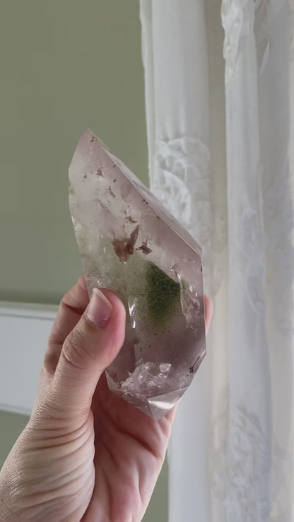 Double Terminated Pink Lithium and Chlorite Quartz