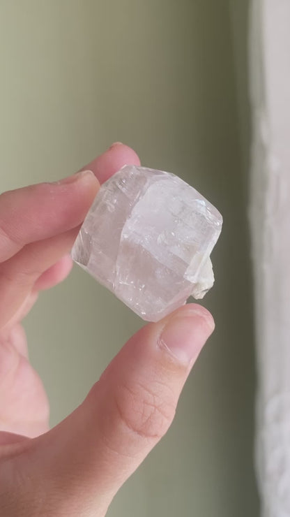 Pink Optical Calcite w/ Dogtooth Calcite Specimen (Hubei, China)