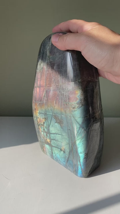 XXL Flashy Pink, Orange, Yellow, Purple & Blue Split Labradorite Freeform