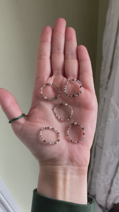 Hand Made Faceted Tourmaline w/ Silver Stackable Stretch Ring